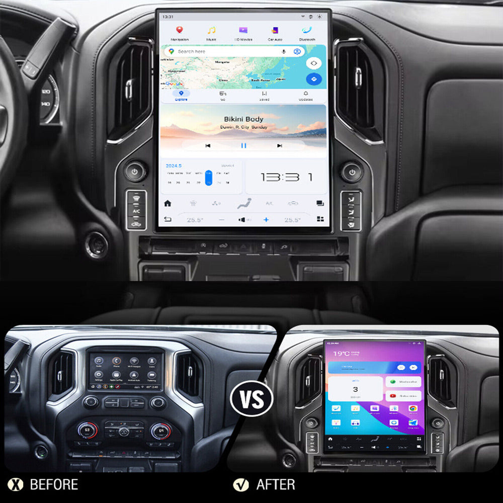 15.6 inch Android 13 Tesla Style Car Radio for GMC Sierra Chevrolet Silverado 2019-2024 Carplay Car GPS Navigation Multimedia