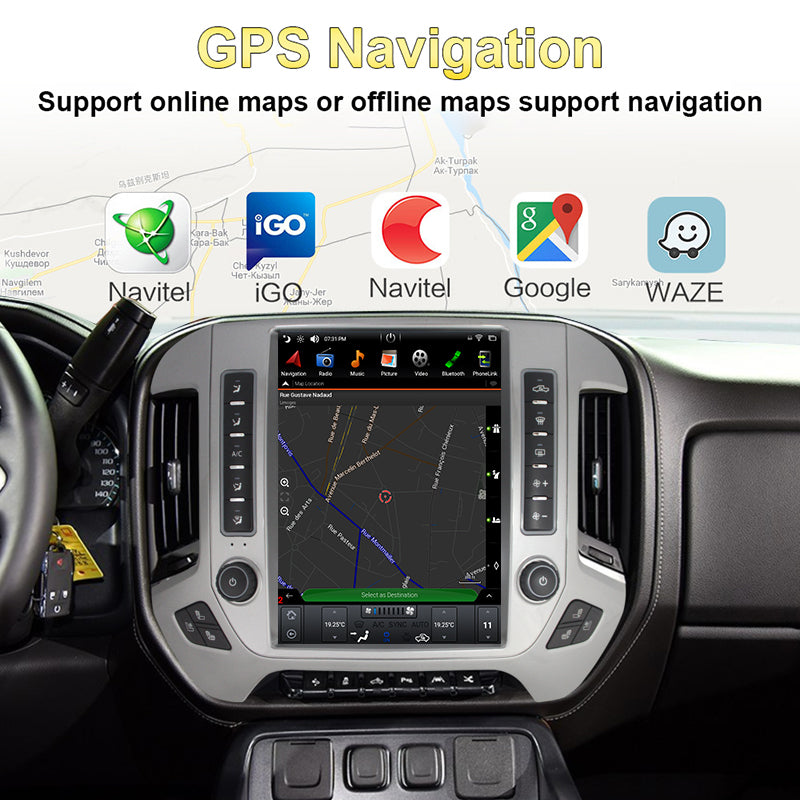 KSPIV | Android Tesla Style | GMC Sierra VIA Vtrux Truck | Chevrolet Silverado LD 2014- | Manual A/C Stereo
