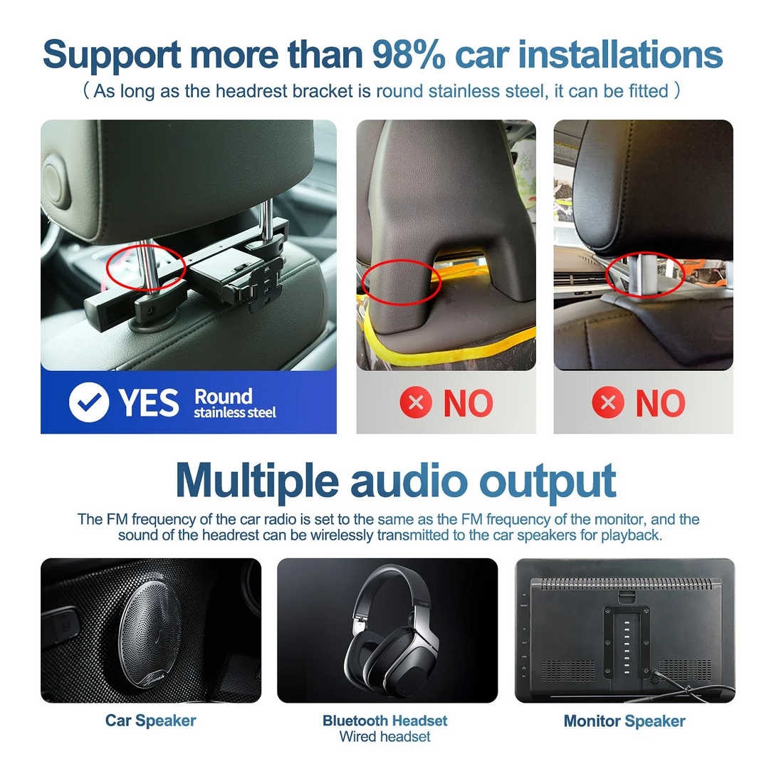 KSPIV 13.3 inch Car Headrest Monitor Hd Touch Screen Simple Installation For Car Rear Seat Player