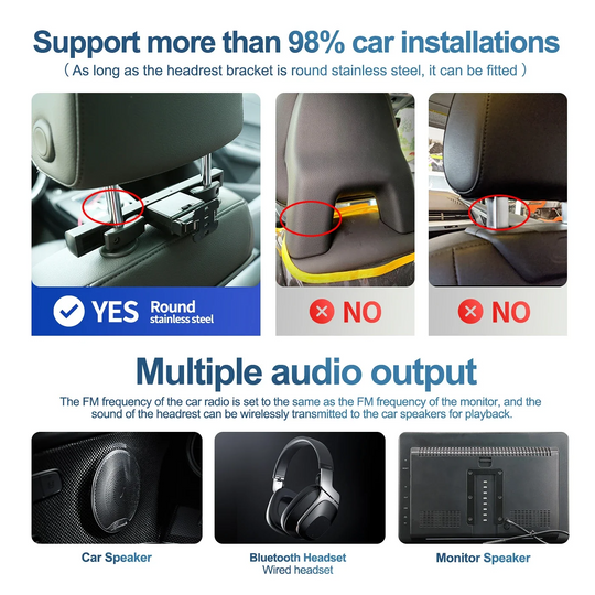 KSPIV 13.3 inch Car Headrest Monitor Hd Touch Screen Simple Installation For Car Rear Seat Player