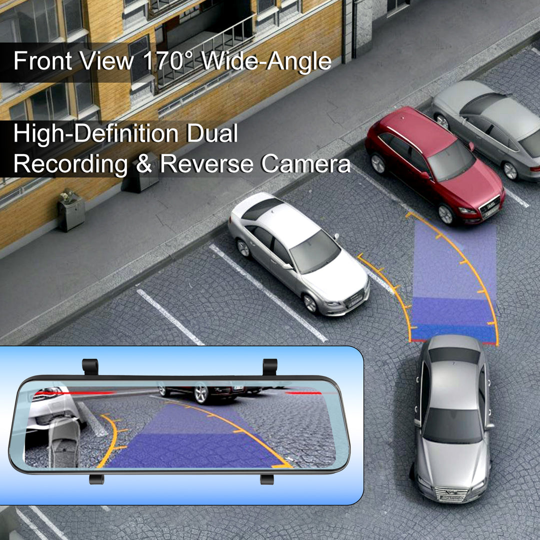 9.66 Inch Touch Screen Dual Lens Car DVR Dash Cam IPS Streaming Smart GPS Streaming Rearview Mirror for Safe Driving