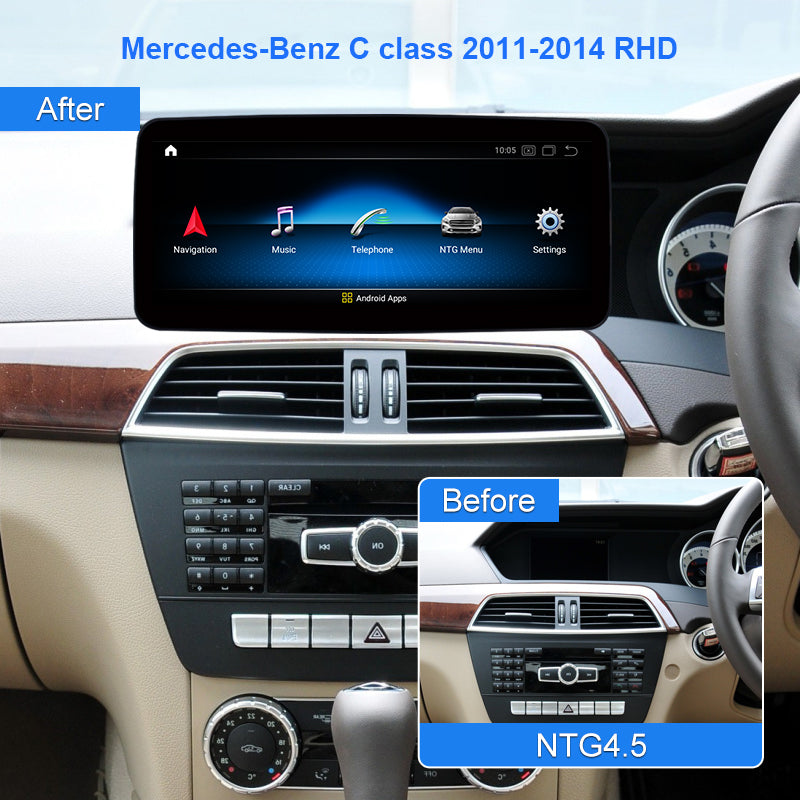Android Car Multimedia Player for Mercedes-Benz C Class W204 C200 C300 2011-2014 RHD NTG4.5 IPS Screen 4G GPS Navigation Radio