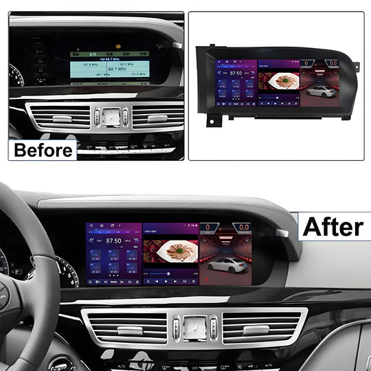 10.25 Inch Touch Screen for Benz S Class W221 NTG3.0 NTG3.5 Radio, Android Car Stereo with Carplay Android Auto in Dash GPS Navigation Bluetooth WIFI FM Steering Wheel Controls