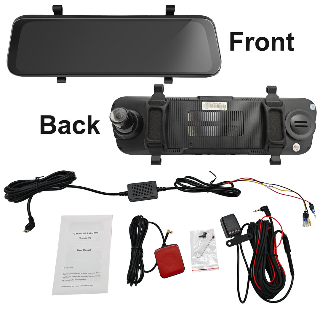 9.66 Inch Touch Screen Dual Lens Car DVR Dash Cam IPS Streaming Smart GPS Streaming Rearview Mirror for Safe Driving