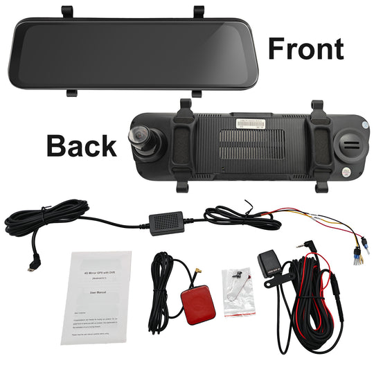 9.66 Inch Touch Screen Dual Lens Car DVR Dash Cam IPS Streaming Smart GPS Streaming Rearview Mirror for Safe Driving