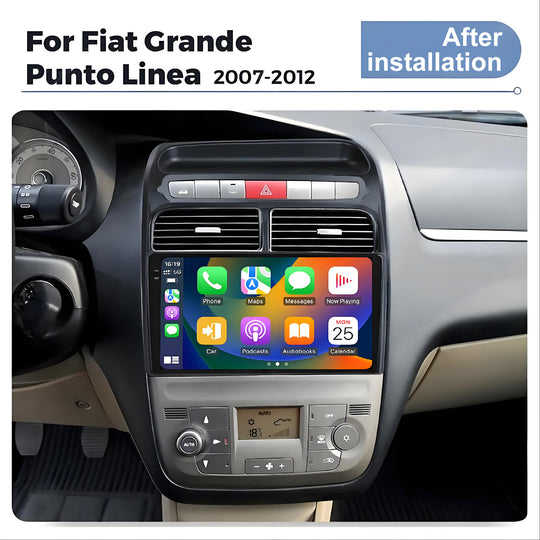 9.5 Inch 2K Touch Screen for Fiat Grande Punto Linea 2007-2012 Radio, Android Car Stereo with Carplay Android Auto in Dash GPS Navigation Bluetooth WIFI FM Steering Wheel Controls