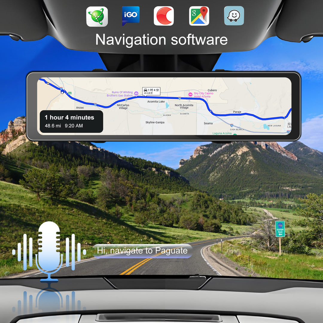 Upgraded 11.88'' Rear View Mirror Camera Mirror Dash Cam Front and Rear 1080P Backup Camera Full Touch Screen with Loop Recording, G-Sensor Night Vision 170° Wide Angle