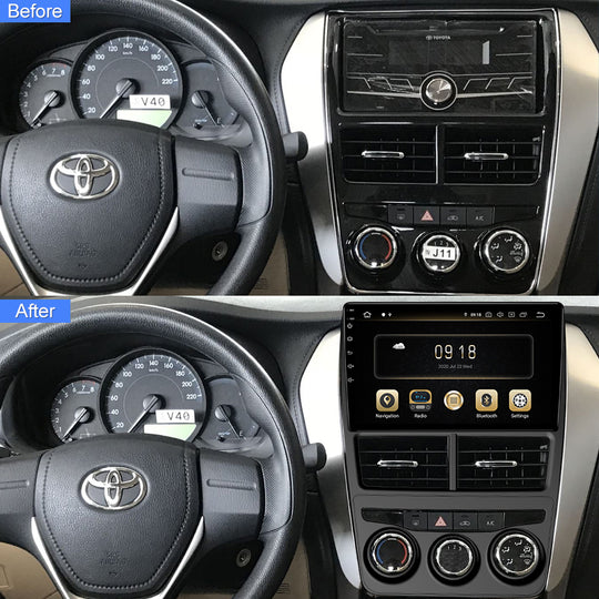 Android 9 Inch Autoradio For Toyota Vios Yaris 2017- Manual A/C GPS Navigation Carplay Headunit