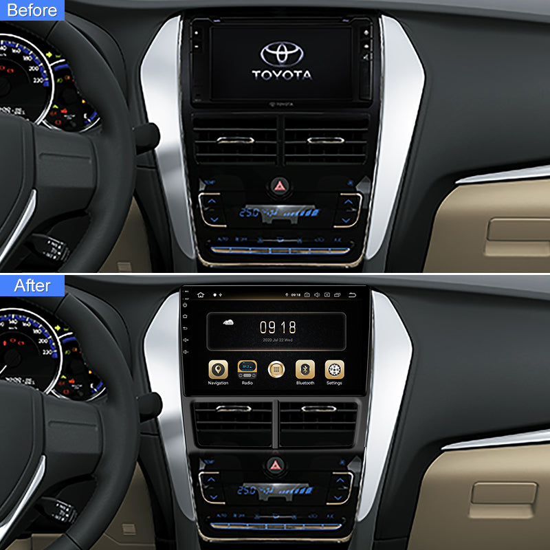 Android 9" Car Radio For Toyota Vios Yaris 2017- Auto A/C GPS Video Navigation Carplay Wireless Monitor