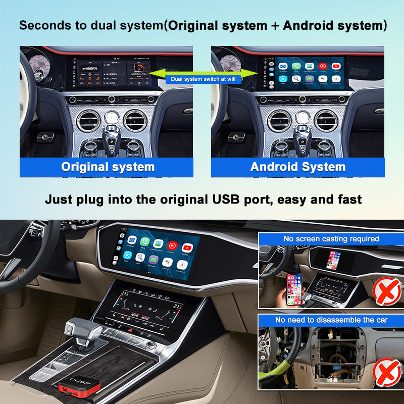 KSPIV Android Multimedia Video Magic Box AI Box with Netflix YouTube Disney Android Auto Wireless Adapter for Factory Wired CarPlay