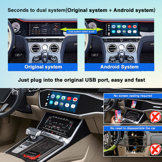 KSPIV Android Multimedia Video Magic Box AI Box with Netflix YouTube Disney Android Auto Wireless Adapter for Factory Wired CarPlay