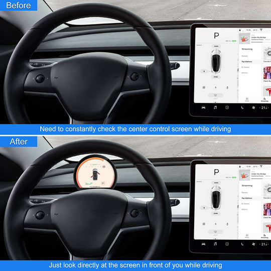 KSPIV Linux System Mini LCD Dashboard For Tesla Model 3/Y 2017-2022 Smart Digital Speed Mileage Meter Driver Head Up Display Panel