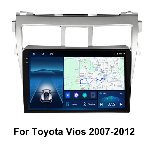 9.5 Inch 2K Touch Screen for Toyota Vios 2007-2012 Radio, Android Car Stereo with Carplay Android Auto in Dash GPS Navigation Bluetooth WIFI FM Steering Wheel Controls