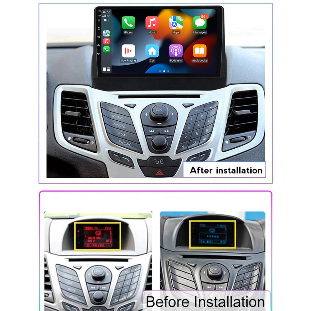 10.1 Inch Touch Screen for Ford Fiesta 2009-2017 Radio, Android Car Stereo with Carplay Android Auto in Dash GPS Navigation Bluetooth WIFI FM Steering Wheel Controls