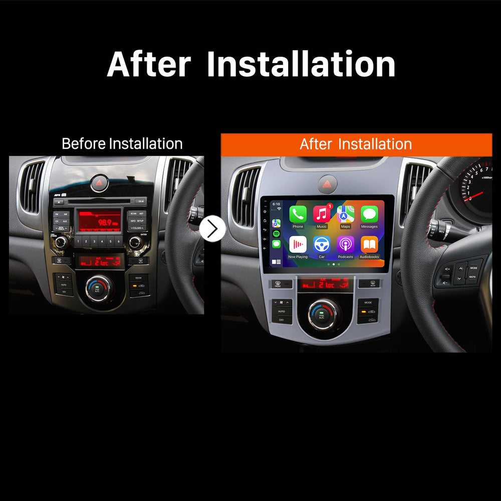 9 Inch Touch Screen for for 2008-2012 KIA FORTE AT Auto Air-Conditioner Radio, Android Car Stereo with Carplay Android Auto in Dash GPS Navigation Bluetooth WIFI FM Steering Wheel Controls