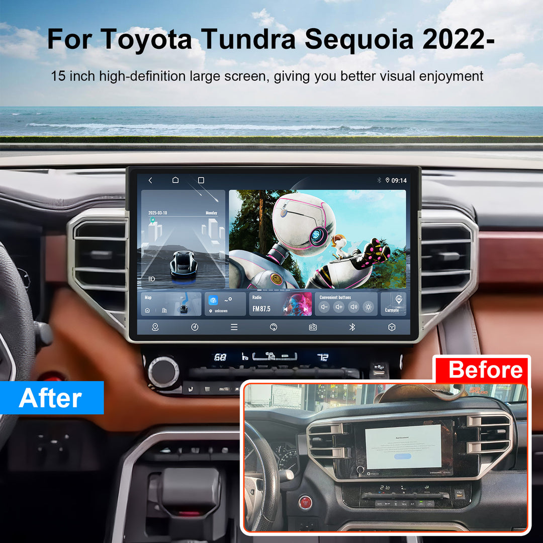 15 Inch Car Multimedia GPS Navigation Radio Player with Android Touch Screen carplay 360 Carplay 4G for Toyota Tundra Sequoia 2022-