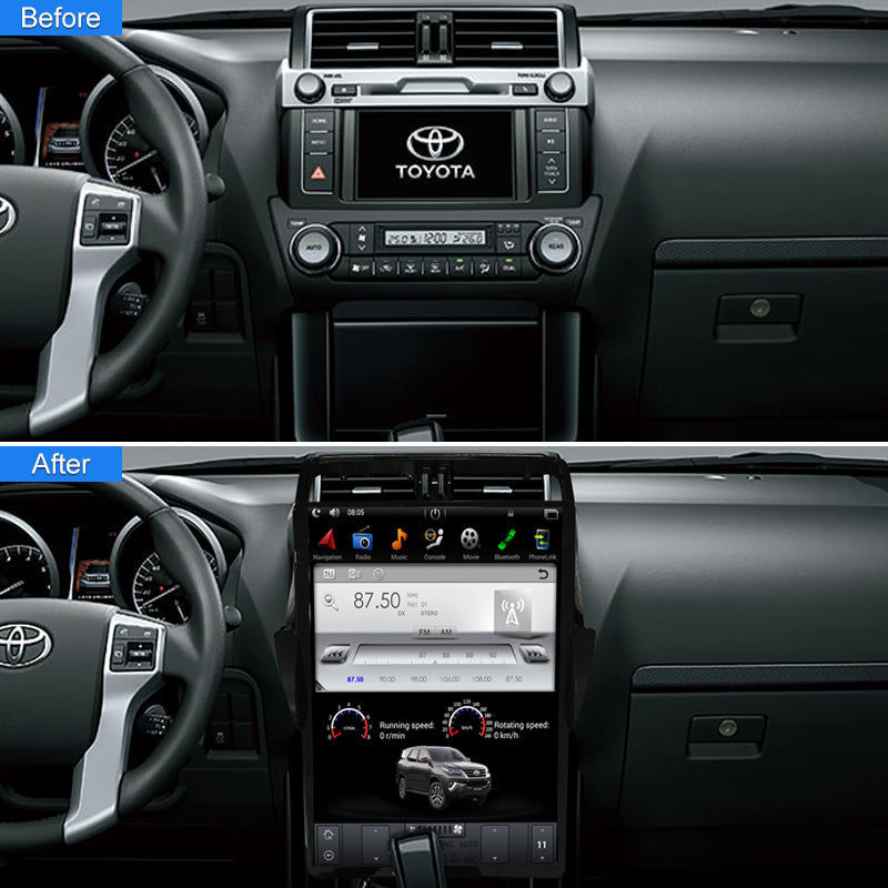 KSPIV Android 17 Inch Tesla Style Vertical Big Screen Car Radio For TOYOTA PRADO 2018- GPS Navigation Head Unit with Bluetooth, WIFI, Mirror Link