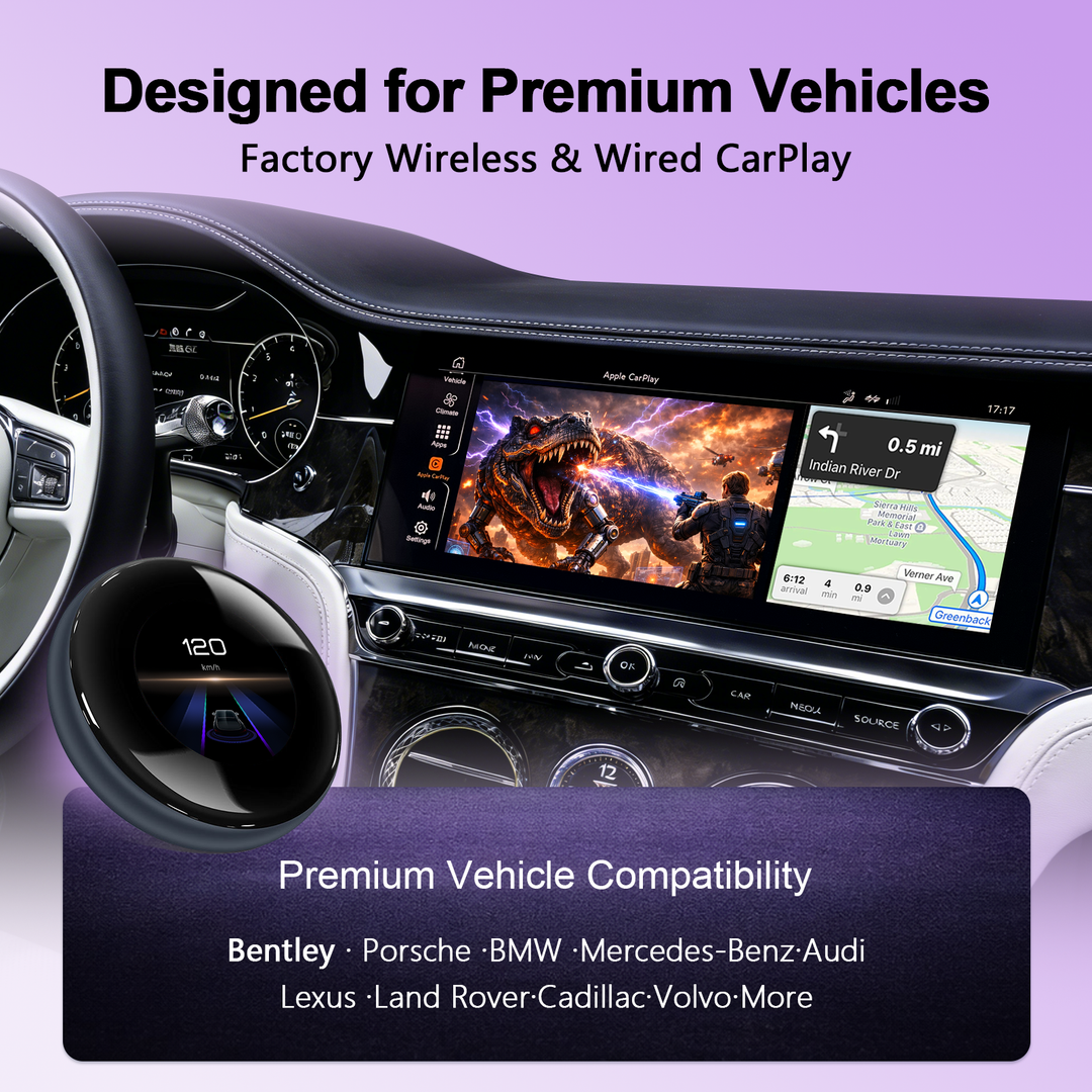 CarPlay Magic AI Box with 3.2” Touchscreen for BMW Mercedes Audi Porsche | Android 14 Wireless CarPlay & Android Auto Adapter