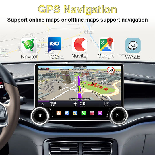 KSPIV Universal 10.1 inch Double Knob Car Multimedia Video Player CarPlay Android Auto Pixel 1280*720 GPS Bluetooth Stereo