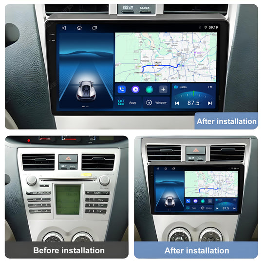 9.5 Inch 2K Touch Screen for Toyota Vios 2007-2012 Radio, Android Car Stereo with Carplay Android Auto in Dash GPS Navigation Bluetooth WIFI FM Steering Wheel Controls
