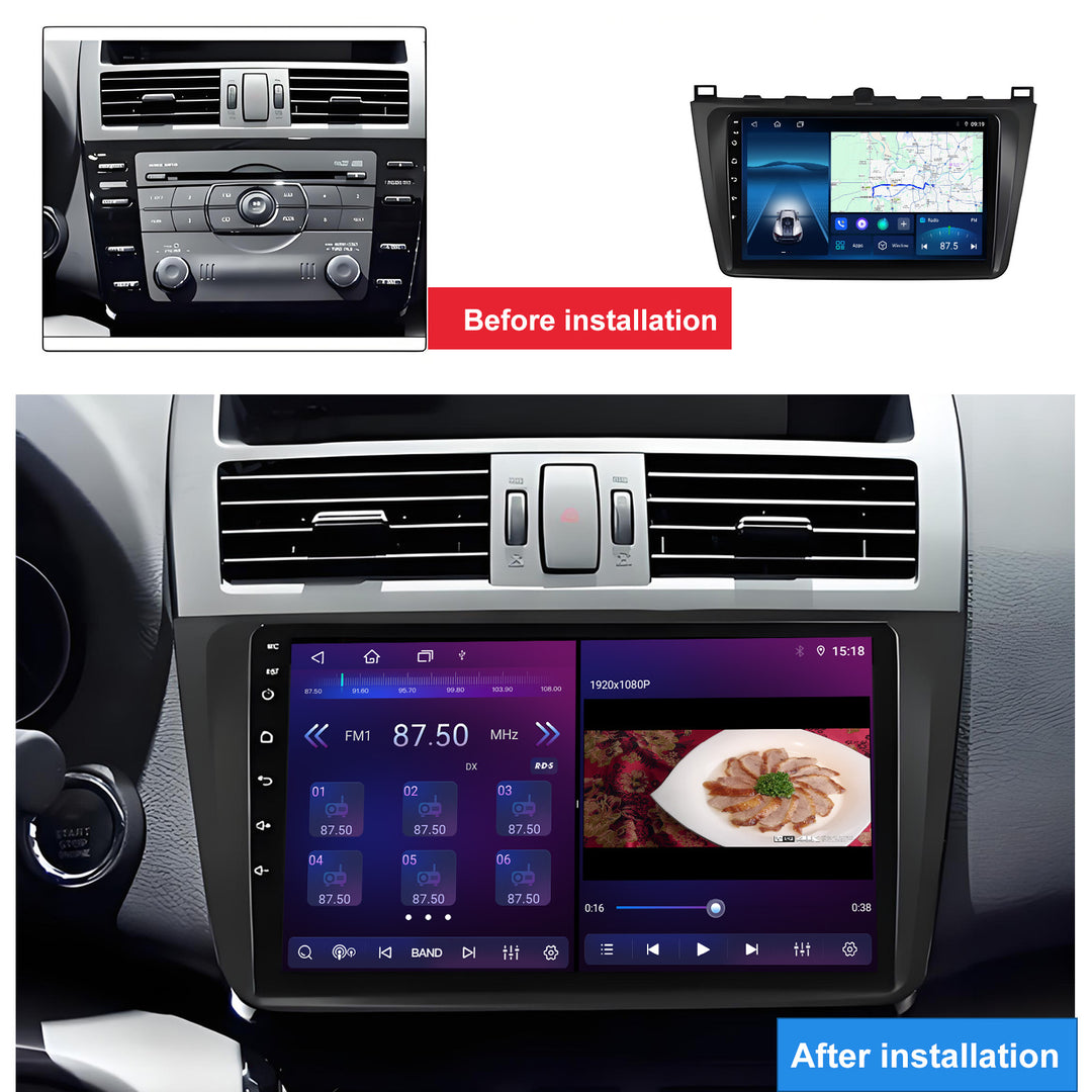 8 Inch Touch Screen for Mazda 6 2008 2012 Radio, Android Car Stereo with Carplay Android Auto in Dash GPS Navigation Bluetooth WIFI FM Steering Wheel Controls