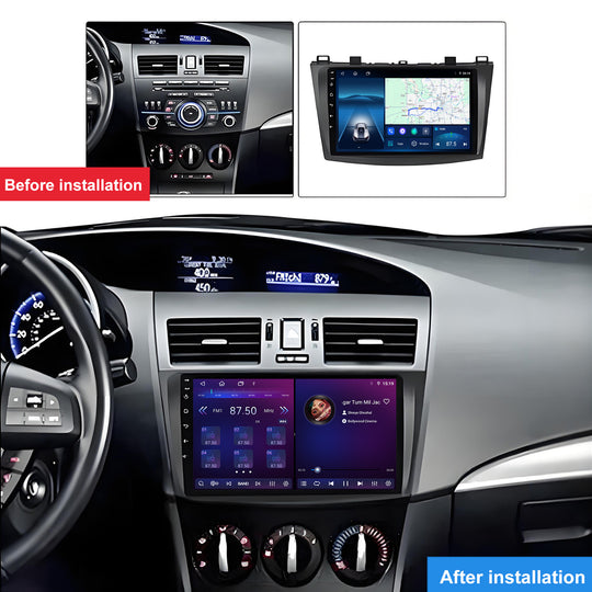 9 Inch Touch Screen for Mazda 3 2010-2012 Radio, Android Car Stereo with Carplay Android Auto in Dash GPS Navigation Bluetooth WIFI FM Steering Wheel Controls