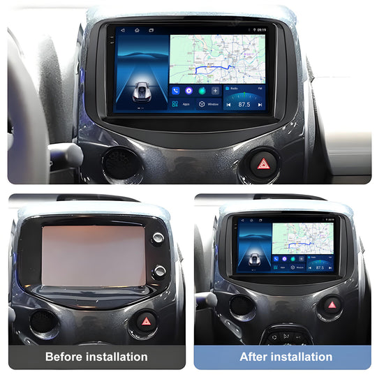 9.5 Inch 2K Touch Screen for Toyota Aygo Peugeot 108 Citroen C1 2016 Radio, Android Car Stereo with Carplay Android Auto in Dash GPS Navigation Bluetooth WIFI FM Steering Wheel Controls