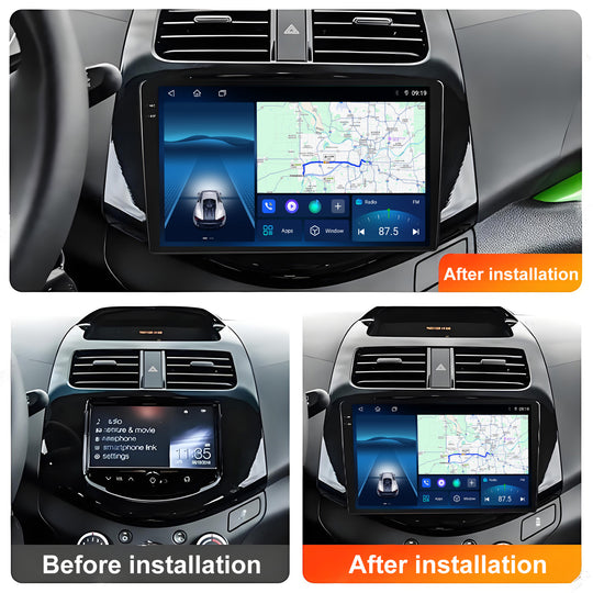 9 Inch Touch Screen for Chevrolet Spark 2010-2014 Radio, Android Car Stereo with Carplay Android Auto in Dash GPS Navigation Bluetooth WIFI FM Steering Wheel Controls