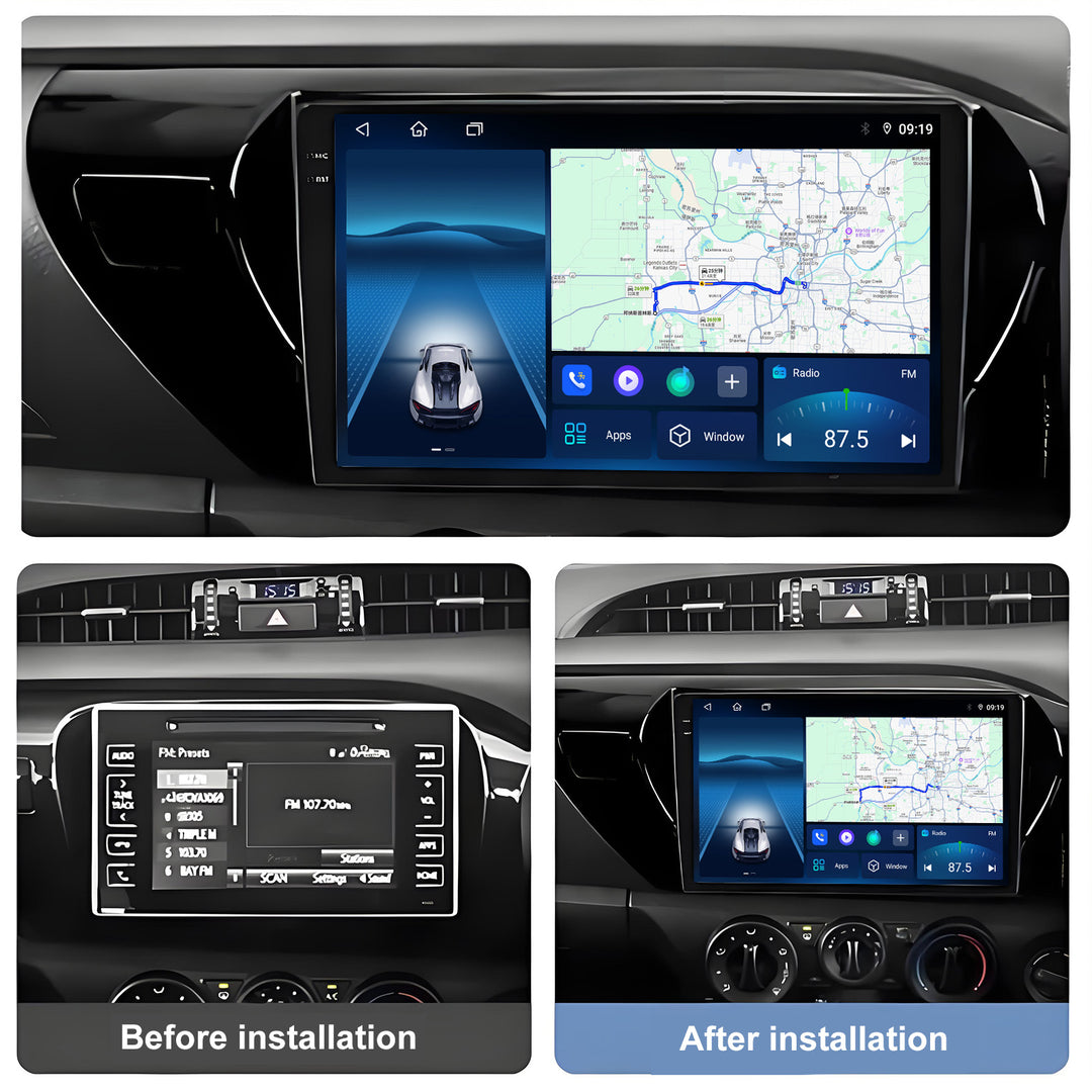 10 Inch Touch Screen for Toyota Hilux 2015-2020 Radio, Android Car Stereo with Carplay Android Auto in Dash GPS Navigation Bluetooth WIFI FM Steering Wheel Controls