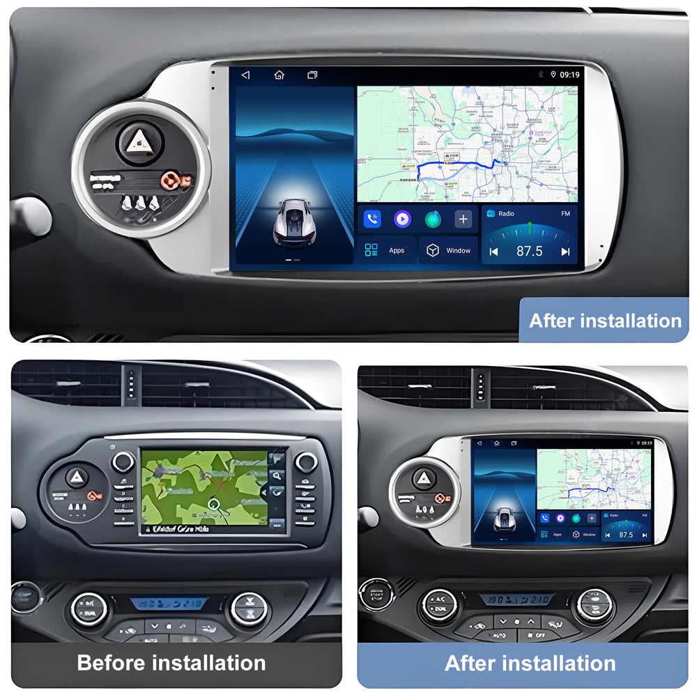 9.5 Inch 2K Touch Screen for Toyota Yaris 2012-2017 Radio, Android Car Stereo with Carplay Android Auto in Dash GPS Navigation Bluetooth WIFI FM Steering Wheel Controls