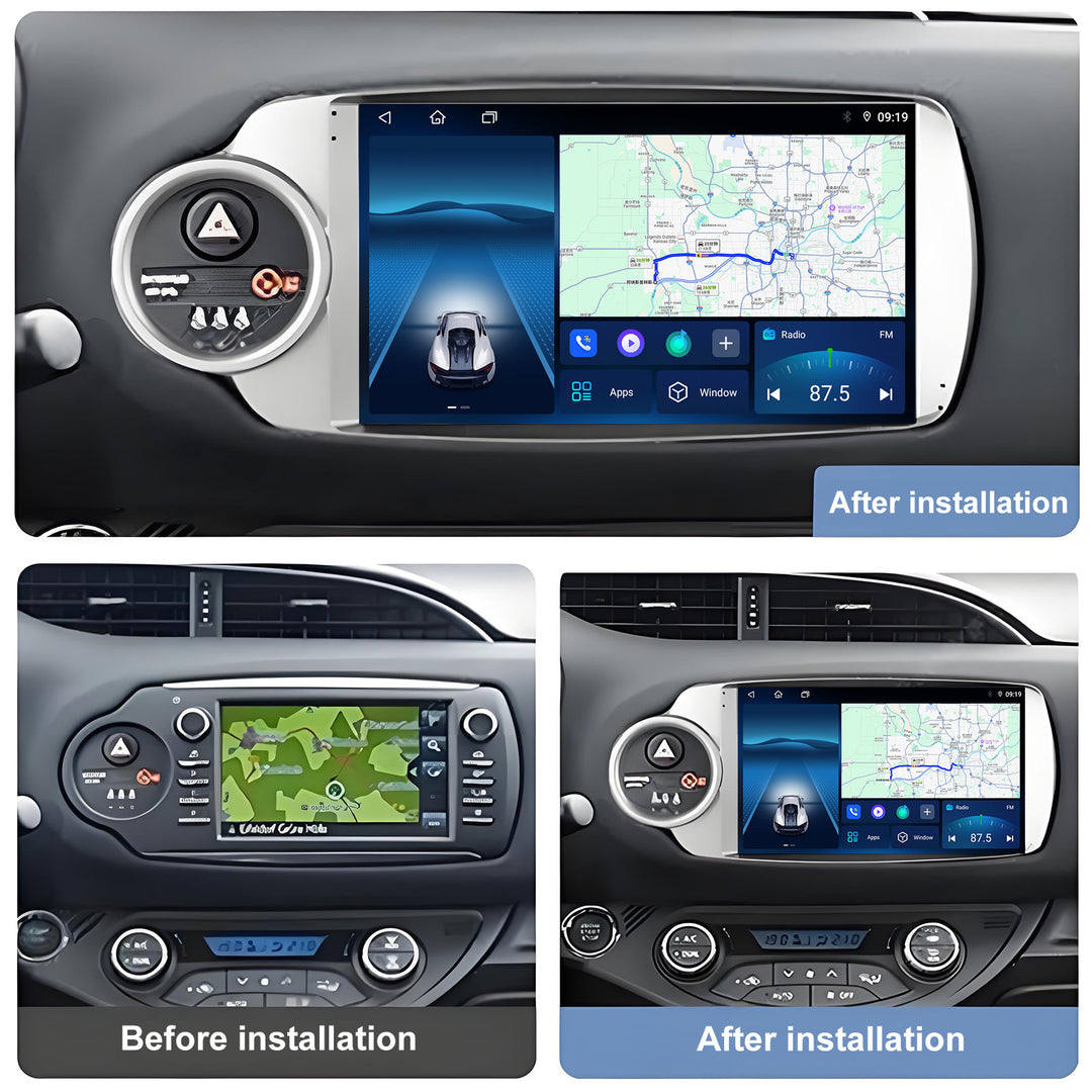 9.5 Inch 2K Touch Screen for Toyota Yaris 2012-2017 Radio, Android Car Stereo with Carplay Android Auto in Dash GPS Navigation Bluetooth WIFI FM Steering Wheel Controls
