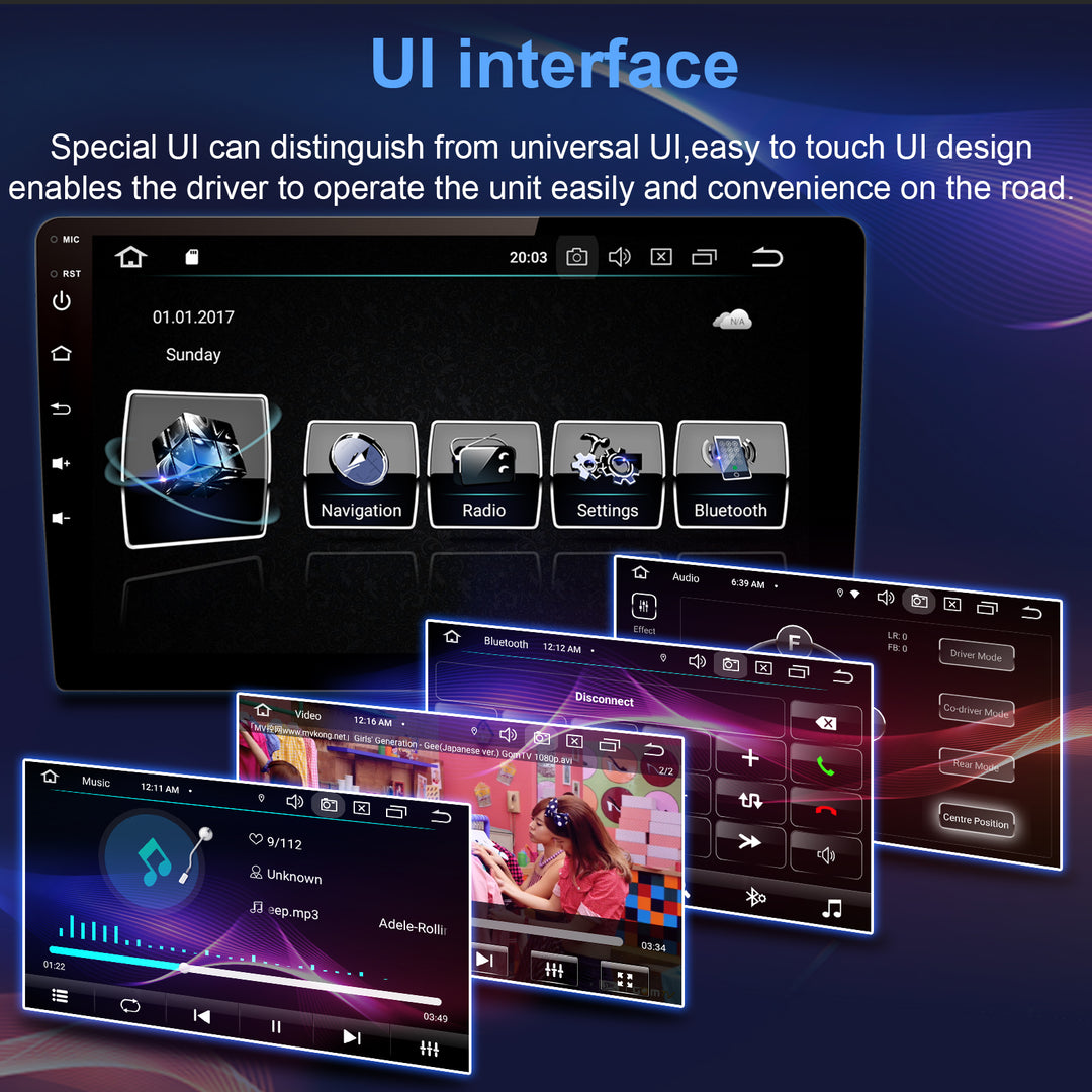 10.1" Android Car Stereo Single Din Universal with Carplay Android Auto IPS Screen