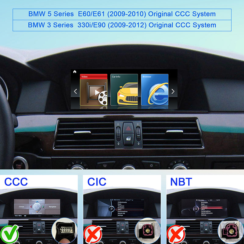 8.8 Inch Android Car Radio Touch Screen For BMW 5 Series E60 E61 BWM 3 Series E90 2009-2012 CCC CIC System GPS Stereo Carplay