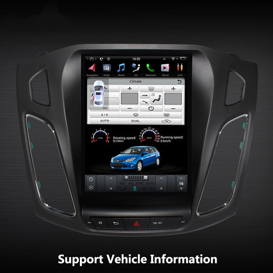 KSPIV Android 10.4 inch Tesla Style Screen for Ford Focus 2012 2013 2014 2015 Car Radio Stereo GPS Navigation Support OBD2 With Carpaly Headunit