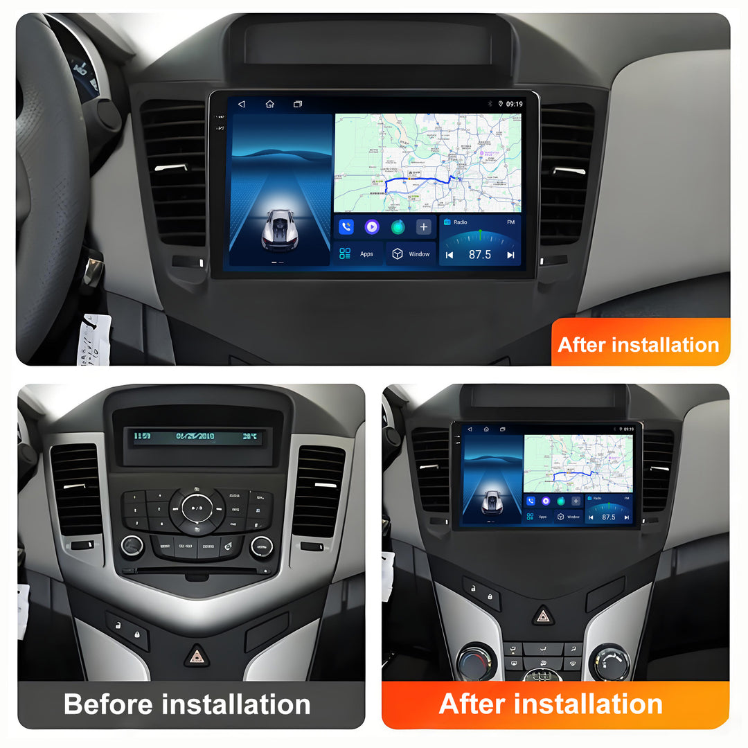 9 Inch Touch Screen for Chevrolet Cruze 2009-2014 Radio, Android Car Stereo with Carplay Android Auto in Dash GPS Navigation Bluetooth WIFI FM Steering Wheel Controls