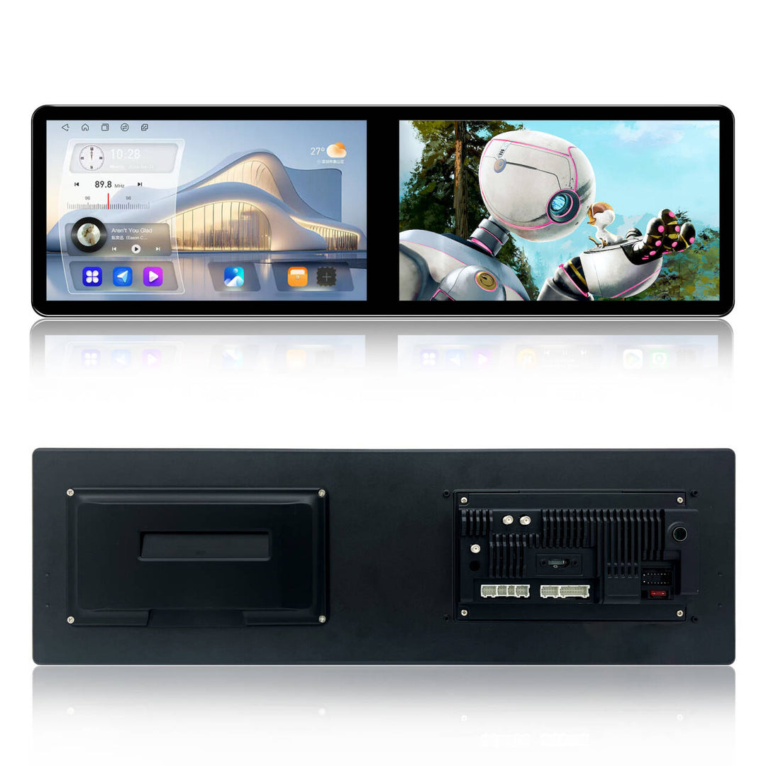 23.6/21.6 Inch Portable Dual Screen Android Car Radio GPS Navigation & Carplay Stereo System with DSP Function