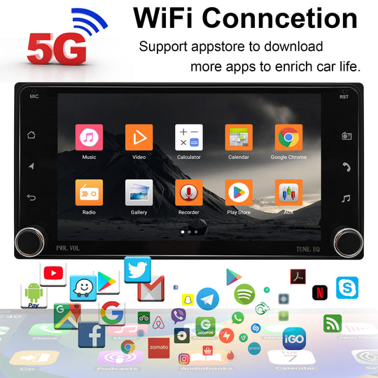 7 Inch Touch Screen for for Toyota Universal Radio, Android Car Stereo with Carplay Android Auto in Dash GPS Navigation Bluetooth WIFI FM Steering Wheel Controls
