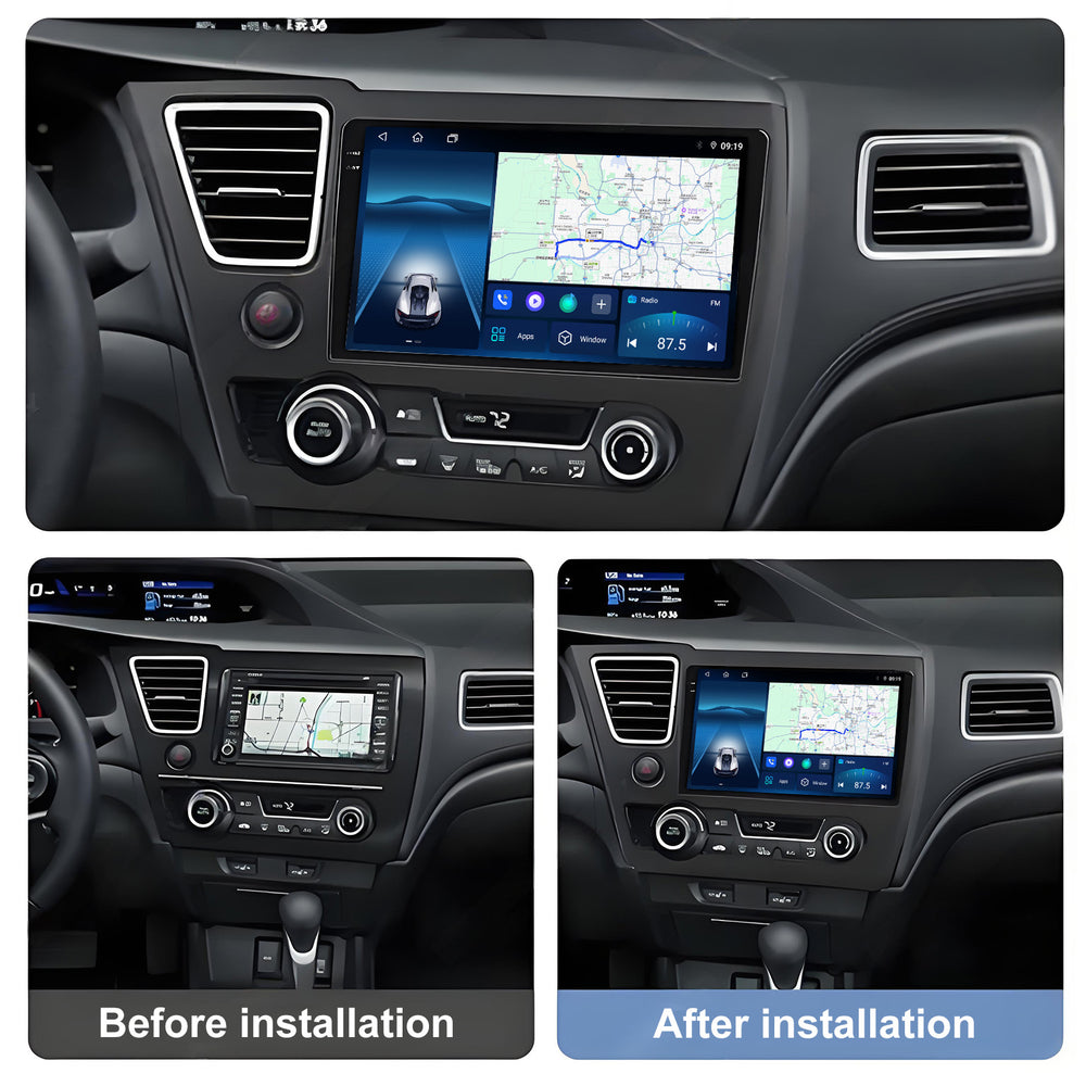 9.5 Inch 2K Touch Screen for Honda Civic 2013-2016 Radio, Android Car Stereo with Carplay Android Auto in Dash GPS Navigation Bluetooth WIFI FM Steering Wheel Controls