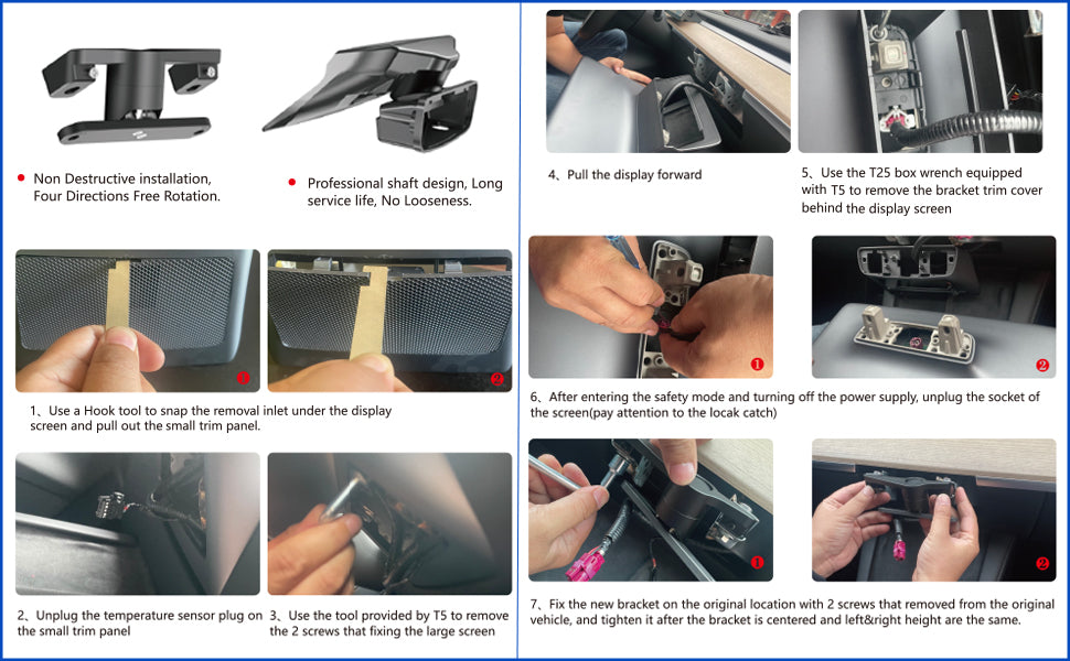 KSPIV Screen Swivel Tilt Mount for Tesla Model 3 Model Y Four Direction Screen Rotating Holder Bracket tesla accessories