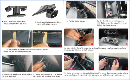 KSPIV Screen Swivel Tilt Mount for Tesla Model 3 Model Y Four Direction Screen Rotating Holder Bracket tesla accessories