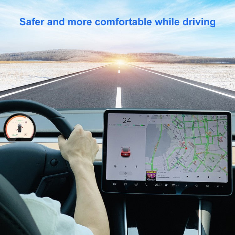 KSPIV Linux System Mini LCD Dashboard For Tesla Model 3/Y 2017-2022 Smart Digital Speed Mileage Meter Driver Head Up Display Panel