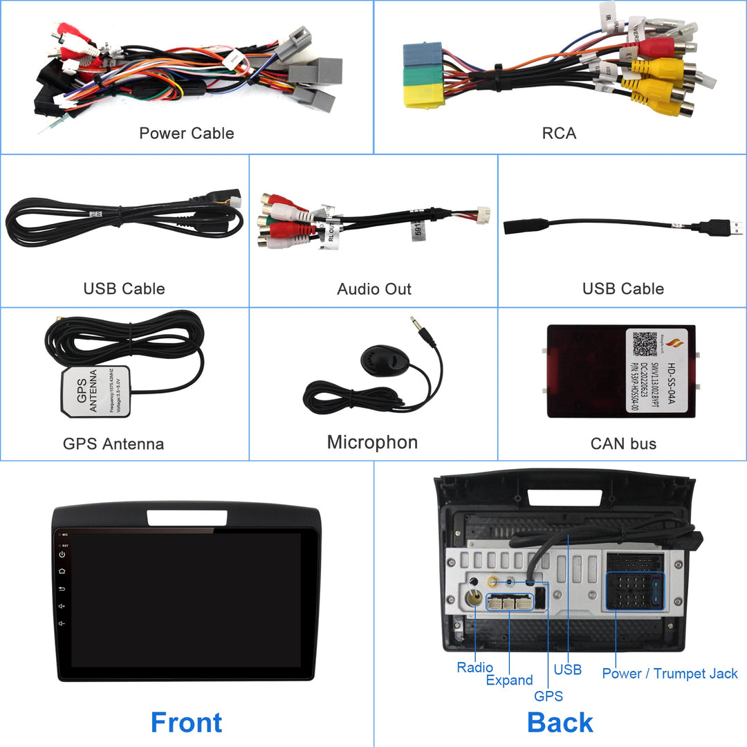 9 Inch Car Stereo For Honda CRV 2012-2015 Android Car Radio with Carplay Android Auto Multimedia Video Navigation Free HD Rear Camera