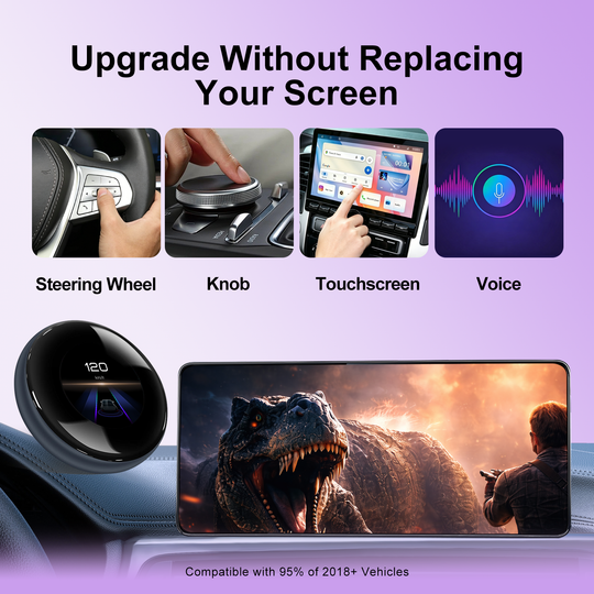 CarPlay Magic AI Box with 3.2” Touchscreen for BMW Mercedes Audi Porsche | Android 14 Wireless CarPlay & Android Auto Adapter