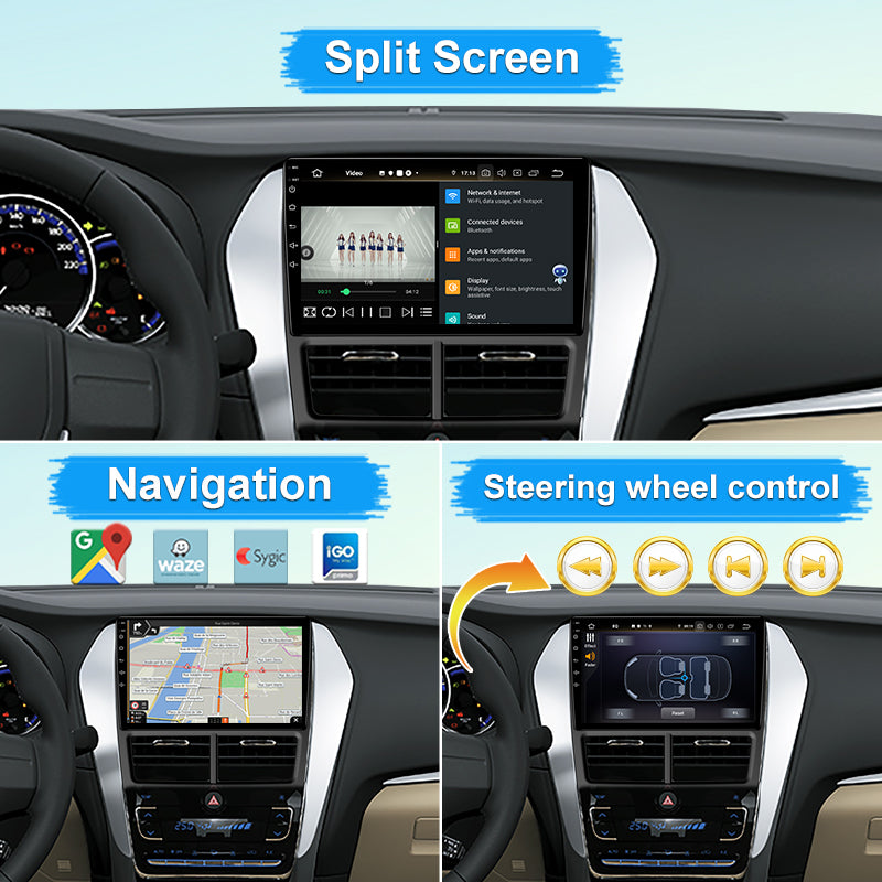 Android 9" Car Radio For Toyota Vios Yaris 2017- Auto A/C GPS Video Navigation Carplay Wireless Monitor