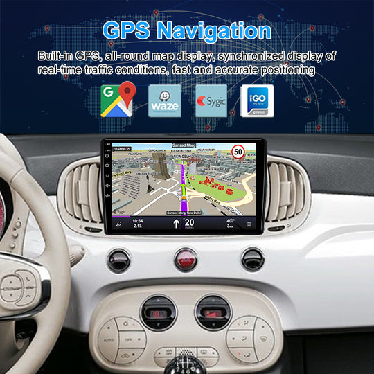 Android12 QLED 9‘’ Screen Car Radio For Fiat 500 500L 2015 2016 2017- Stereo 1Din Autoaudio Carplay WIFI GPS Navigation Player