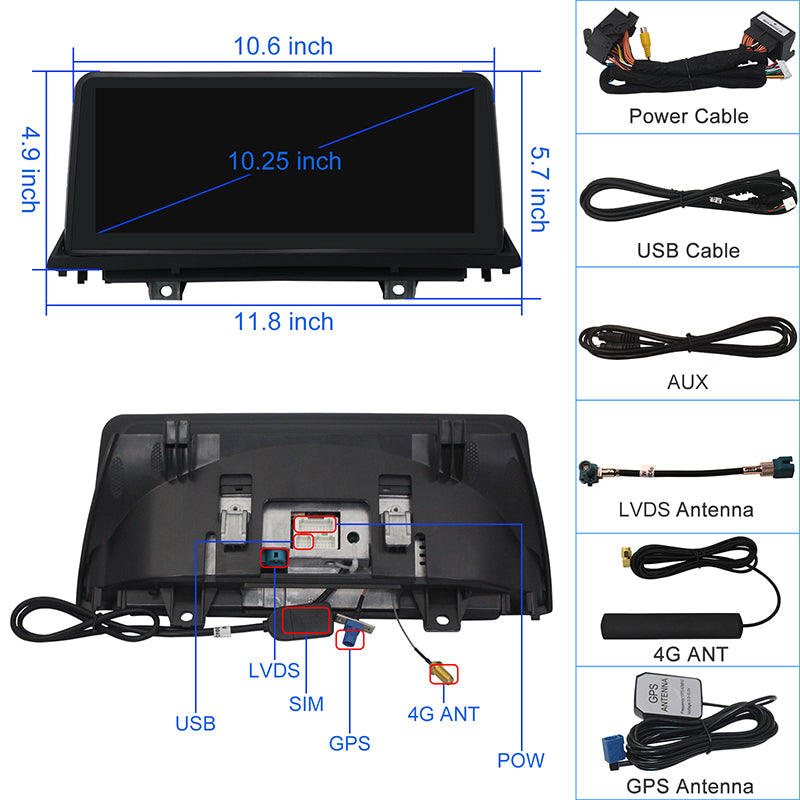 10.25 Inch Central Multimedia Android 9 Car Radio for BMW X5 E70 X6 E71 2007-2013 Original CCC/CIC 6-Core GPS in Dash Navigation Bluetooth
