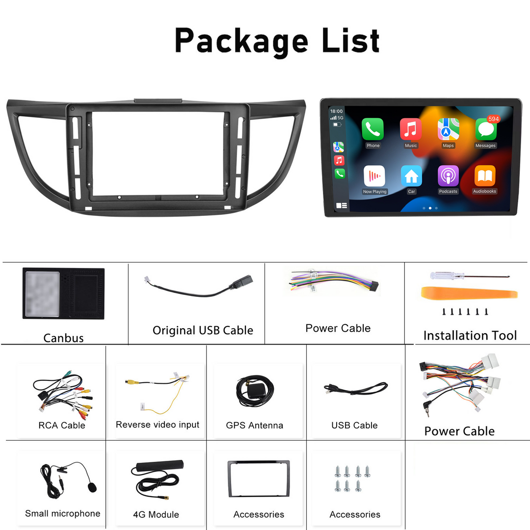 10 Inch GPS Navigation WIFI FM RDS BT Head Unit Android Multimedia Carplay Touch Screen Car Radio Player for Honda CRV 2012~2016