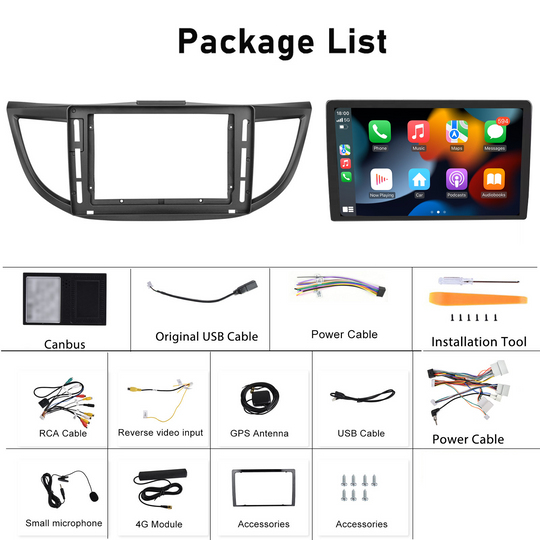 10 Inch GPS Navigation WIFI FM RDS BT Head Unit Android Multimedia Carplay Touch Screen Car Radio Player for Honda CRV 2012~2016