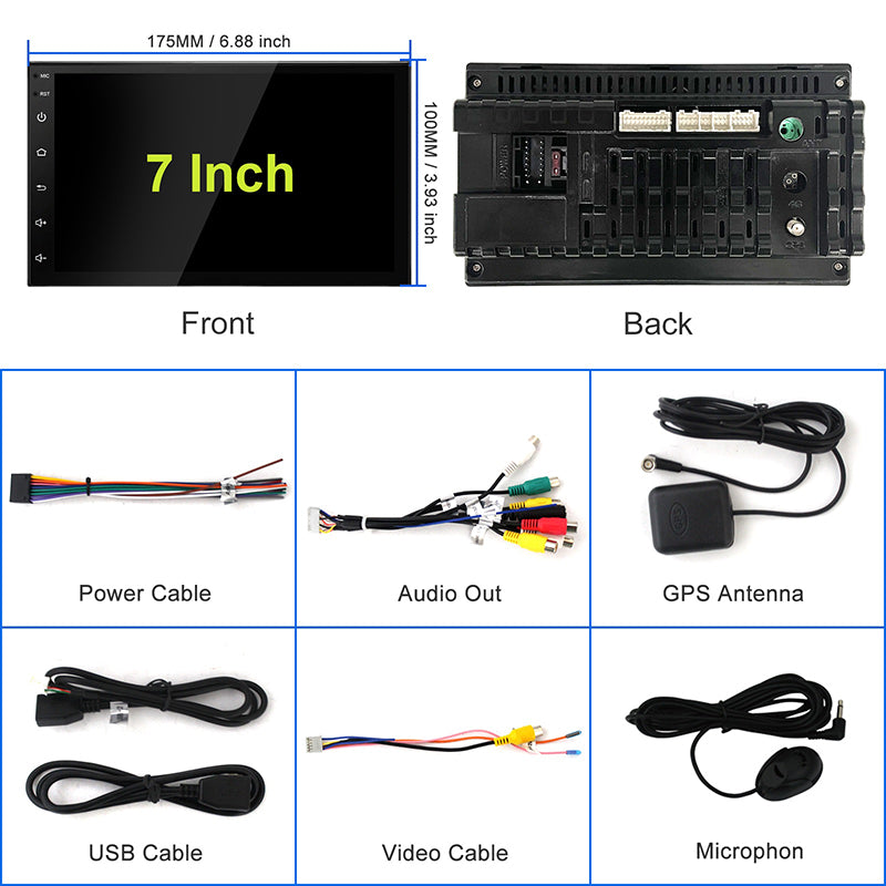 Android Universal 7 Inch Car Multimedia Player 2 Din Bluetooth Receiver In-Dash Navigation Unit with WiFi/GPS/DSP