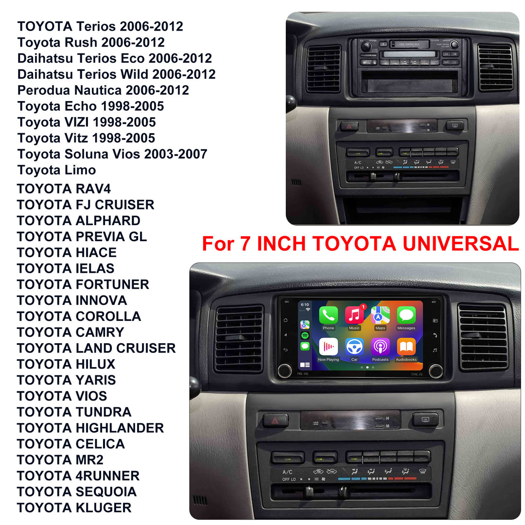 7 Inch Touch Screen for for Toyota Universal Radio, Android Car Stereo with Carplay Android Auto in Dash GPS Navigation Bluetooth WIFI FM Steering Wheel Controls